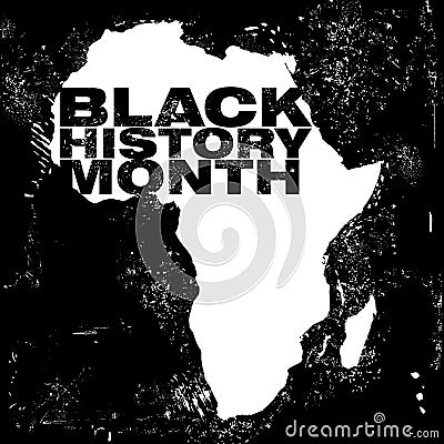 An abstract illustration on the African continent with the text Black History Month Cartoon Illustration