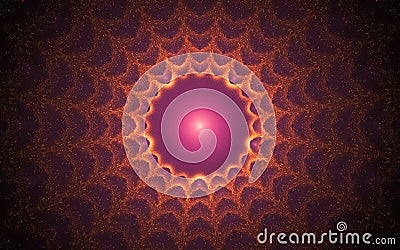 Abstract illustration background image fantastic sun with a lilac glowing core and many concentric sandy rays around Cartoon Illustration