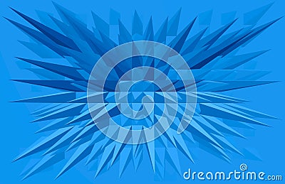 Abstract illustration on blue background with 3D pyramidal geometric shapes Cartoon Illustration