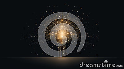 Abstract illustration of the brain glowing in the dark. Sparkling neural network of the brain with glowing neurons. Brain function Cartoon Illustration