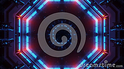 Abstract illustration with circular shapes and glowing colorful lights - modern sci-fi background Cartoon Illustration