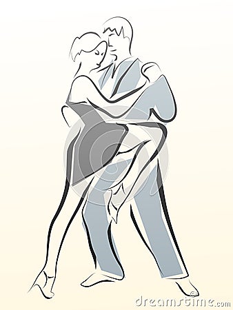 Abstract illustration of dancing couple made in line. Vector Illustration