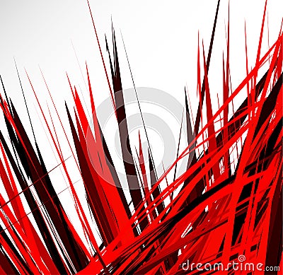 Abstract illustration with dynamic grungy lines. Textured red pa Vector Illustration