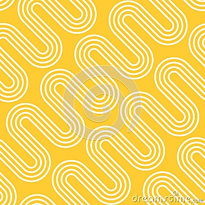 Abstract Illustration of Electric Radiant Heating. White Waves on Yellow Background. Vector Seamless Pattern Vector Illustration