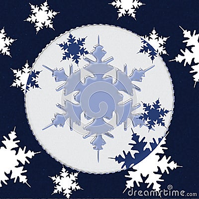 A classic blue and white snowflake scene Cartoon Illustration