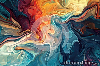 Abstract illustration of fluid and dynamic forms, expressing the fluidity and unpredictability of life Cartoon Illustration