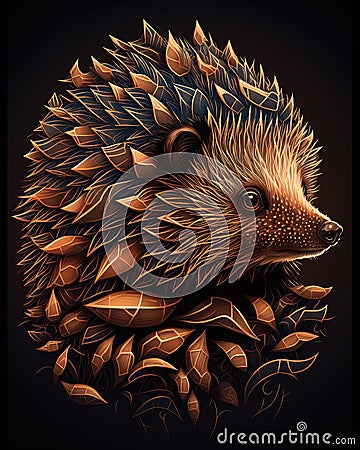 Abstract illustration of an hedgehog. Cartoon Illustration