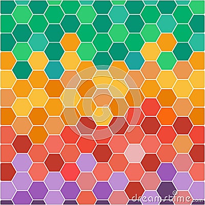 Abstract illustration with hexagonal colored honey cells Vector Illustration