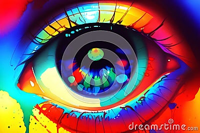 Abstract illustration of human eye. Medicine, view, organ of vision or health concept. Created with generative AI tools Cartoon Illustration