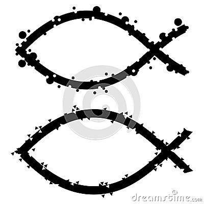 An abstract illustration on Ichthys symbol in black Cartoon Illustration