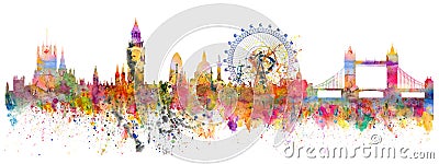 Abstract illustration of the London skyline Cartoon Illustration