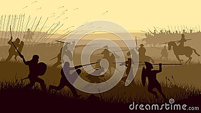 Abstract illustration of medieval battle. Vector Illustration