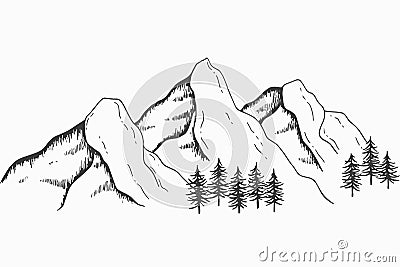 Abstract illustration natute or outdoor mountain range silhouete Cartoon Illustration