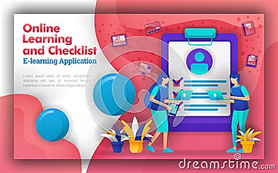Abstract illustration for online learning and checklist. learn learning definition with technology. increase in understanding lear Vector Illustration