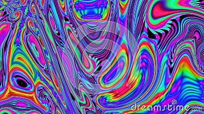Abstract illustration of psychedelic oil spill making neon rainbow swirls Cartoon Illustration
