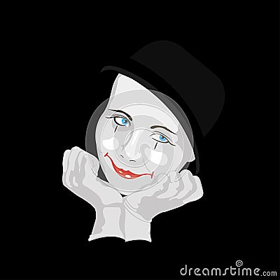Abstract illustration of a smiling mime. Vector Illustration