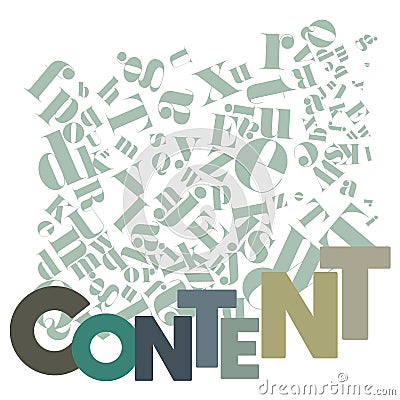 An abstract illustration on the text Content Cartoon Illustration