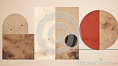 an abstract illustration of three circles and an oval Cartoon Illustration