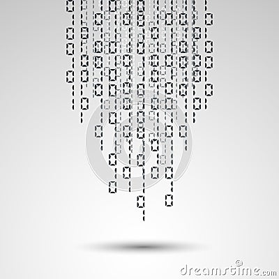 Abstract illustration. Vector streaming binary code background. Cartoon Illustration