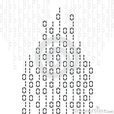 Abstract illustration. Vector streaming binary code background. Vector Illustration