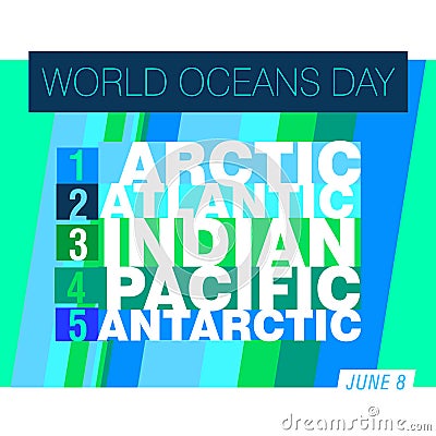 An abstract illustration for World Oceans day Cartoon Illustration