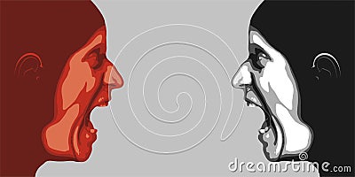 Abstract image of the arngry people Vector Illustration