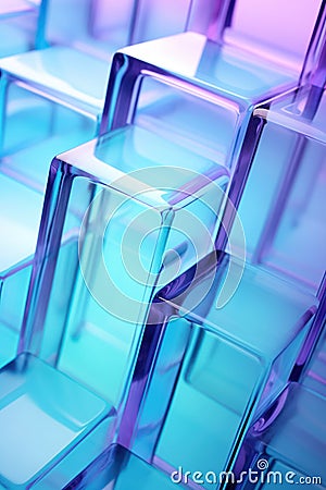 Abstract image of blue-violet glass surfaces Stock Photo