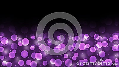 Abstract Bright Purple Light Sparkles and Bokeh in Dark Background Stock Photo