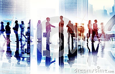 Abstract Image of Business Handshake in a Cityscape Stock Photo