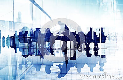 Abstract Image of Business People's Silhouettes in a Meeting Stock Photo