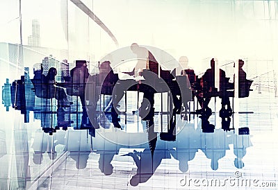 Abstract Image of Business People Silhouettes in a Meeting Stock Photo