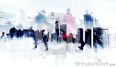 Abstract Image of Business People Walking on the Street Stock Photo