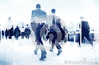 Abstract Image of Business People Walking on the Street Stock Photo