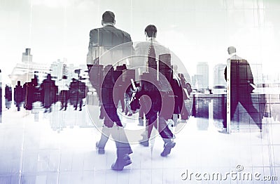 Abstract Image of Business People Walking on the Street Concept Stock Photo