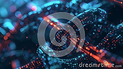 An abstract image of a chain made entirely of interconnected blocks representing the secure and transparent nature of Stock Photo