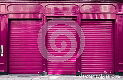 Business closure abstract with purple shop facade Stock Photo