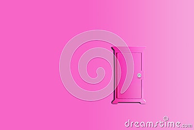 Closed pink door with pink background. Stock Photo