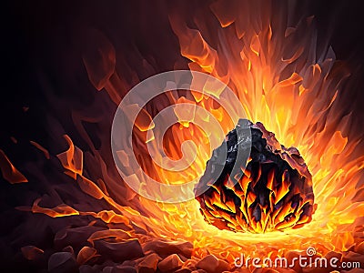 abstract image of coal in a bright flame Stock Photo
