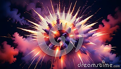 Abstract image of a colorful explosion of light and color, resembling a supernova or a firework display. The explosion Vector Illustration