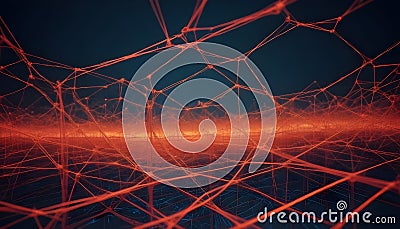 Abstract image of a complex network of interconnecting lines and glowing orbs, resembling a constellation, web, or Vector Illustration