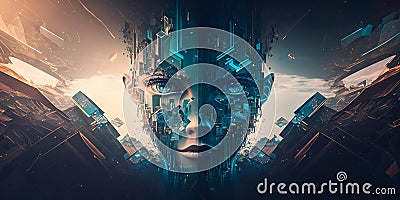 Abstract image that demonstrates the potential of machine learning intelligence and its role in today's world. Generative AI Stock Photo