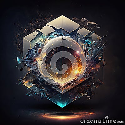 Abstract image of explosion at the subatomic level. Generative AI Stock Photo