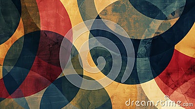 This abstract image features overlapping circles in shades of red blue and yellow creating a visually dynamic and textured Stock Photo