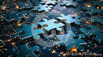 An abstract image of interconnecting puzzle pieces symbolizing the seamless integration of data from a variety of Stock Photo