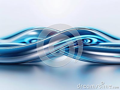 Abstract image of intertwined metallic blue ribbons on a gradient background, connection, fluidity, and modern, Generative AI. Stock Photo