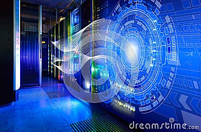 Abstract image Light traces. visualization of hacker attacks on information data server Stock Photo