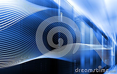 Abstract image Light traces. visualization of hacker attacks on information data server Stock Photo