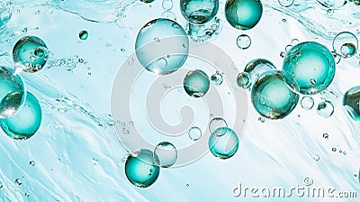 abstract image of lots of bubbles floating in clear turquoise sea water Bubbles in tropical sea Stock Photo