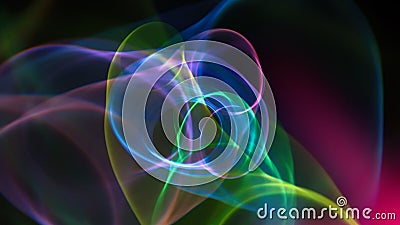 Abstract image neon swirling light rays multicolored on a dark background, 3d rendering Stock Photo