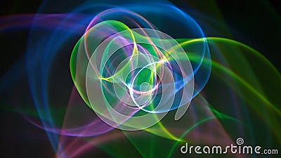 Abstract image neon swirling light rays multicolored on a dark background, 3d rendering Stock Photo